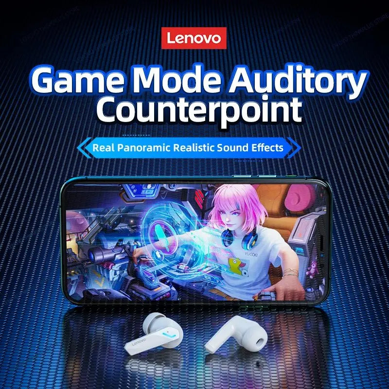 Fone Lenovo-GM2 PRO Wireless In-Ear Gaming Headset, Bluetooth 5.3, Esportes, Corrida, Baixa Latência, Modo Duplo, Auscultadores de Música